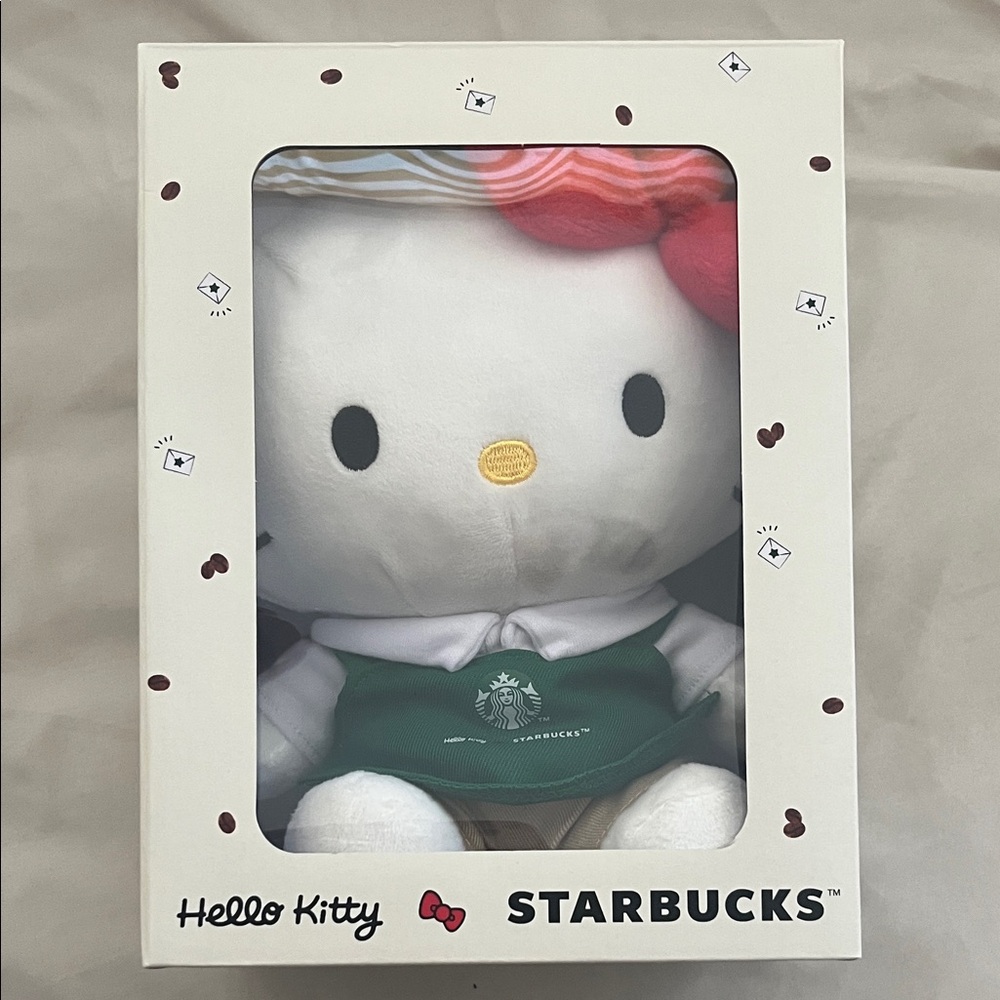 Starbucks Hello Kitty Plush with Red Bow and Green Apron
